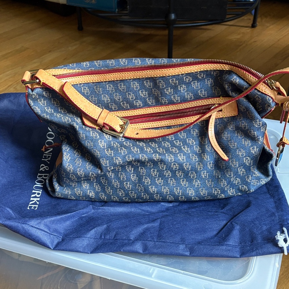 Dooney & Bourke Navy and Tan Shoulder Bag